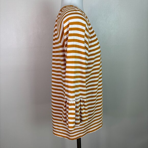Michael Michael Kors Top Medium Orange White Striped Bell Sleeve Shirt Women's - Picture 7 of 12